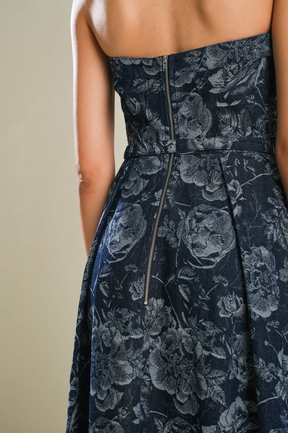 EVOLVING REFLECTIONS DENIM MIDI DRESS Flying Tomato